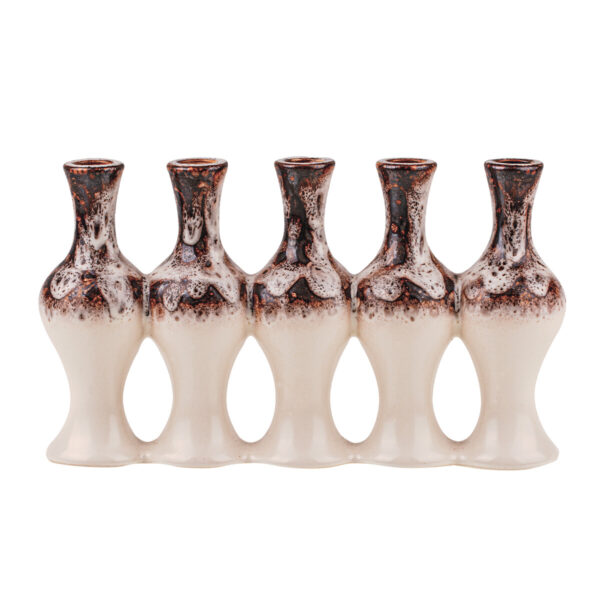 Pentola - originálny soliter z 5 vázičiek v hnedo-krémovom štýle